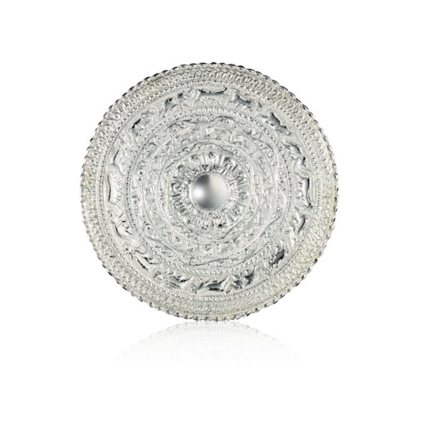 Brass 7" Moonstone Tray Silver Plated With Box